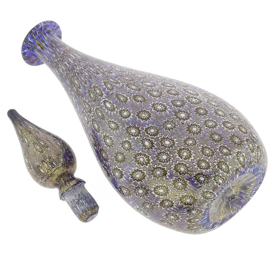 GlassOfVenice Murano Glass Millefiori Bottle Decanter - Blue - Image 3 of 4