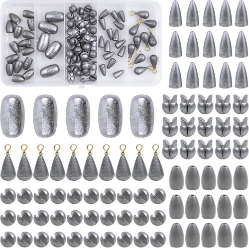 Fishing Weights Sinkers Kit, 90pcs Assorted Split Shot Fishing Weights ...