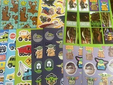 Modern Lot Of 12 Sticker Sheets - Scooby Doo Yoda Vehicles Etc