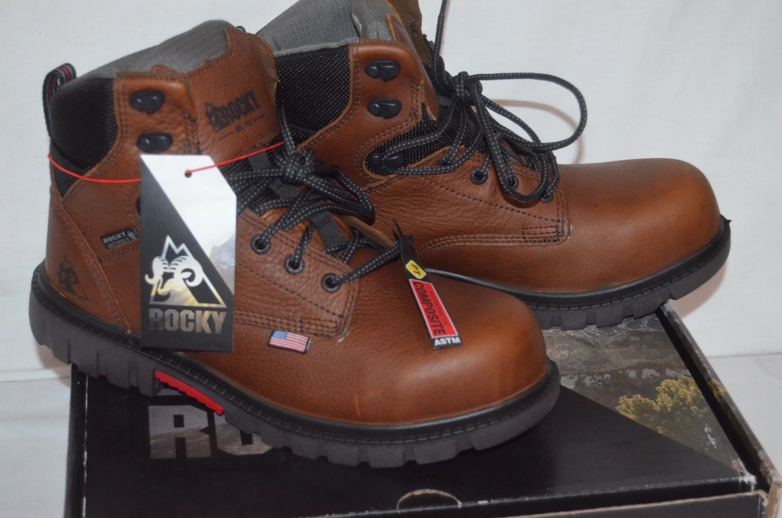 Rocky Men's Worksmart USA 6" Waterproof Safety Toe Work Boots, sz 9.5W