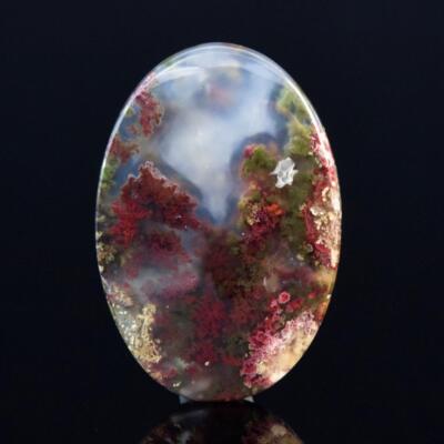 Natürlich Moos Achat Cabochon mit Einem Schöne Bild Muster Indonesien 9.06 G