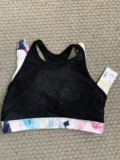 Ladies Black Floral Mesh Performance Bra Size Medium Light Padding NWT