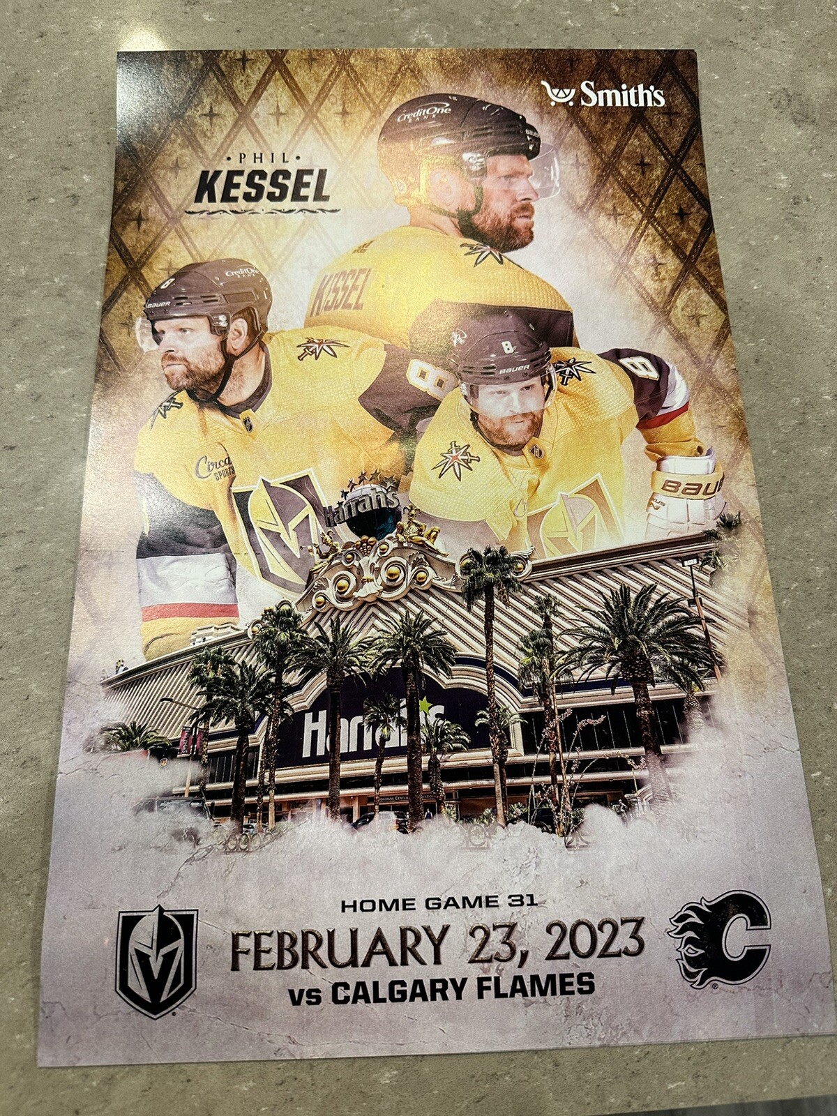 Vegas Golden Knights vs Calgary Flames 2/23/23 Kessel Poster eBay