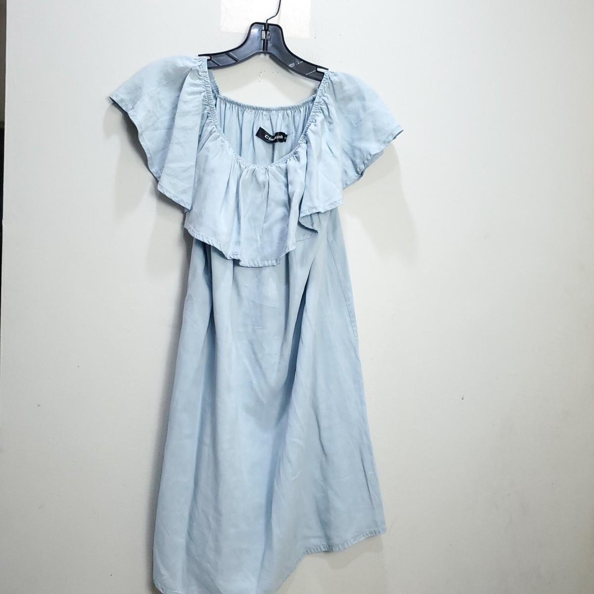 green emerald velvet dress Octavia Linen Blend Dress-Embroidered Chambray main image 1