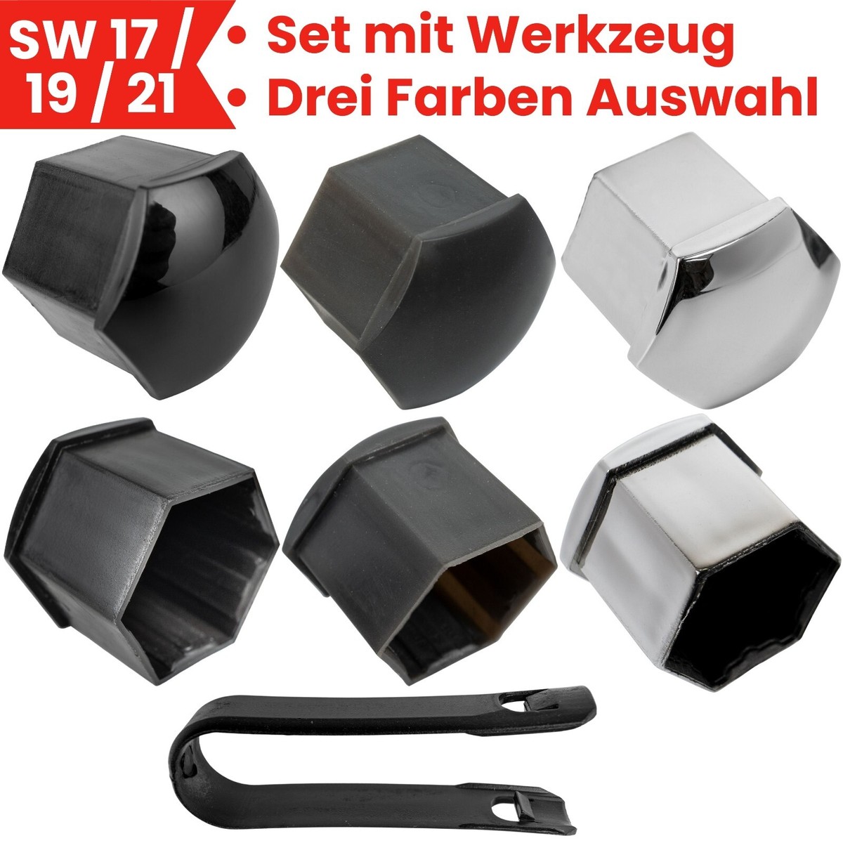 16 Set Radschrauben Kappen Werkzeug - 3-in-1 Abzieher Für Felgen Ohne Beschädigung