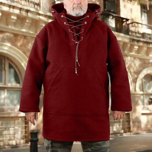 Lässiger lockerer Woll-Hoodie für Herren Oberteil mittellang Sweatshirt Mäntel 5XL - Bild 5 von 54