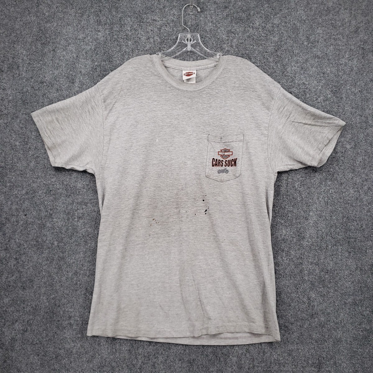 VINTAGE Harley Davidson T Shirt Men XL Gray Cars Suck Motorcycle 