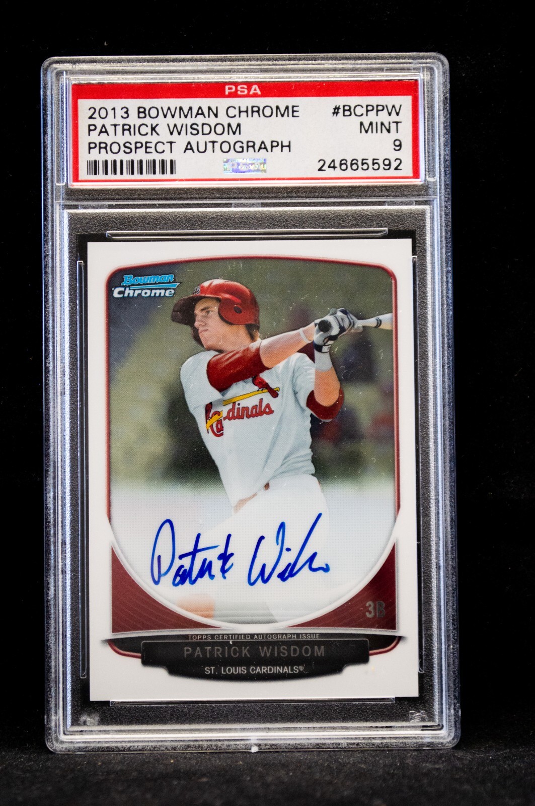 2013 Bowman Chrome Prospect Patrick Wisdom #BCPPW PSA 9 AUTO St. Louis Cardinals