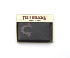 True Religion Men's Leather Turner Trifold Wallet Black TR200866 NWT