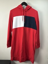 Tommy Hilfiger Women Hooded Sweater Dress Size L Red 