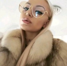 OVERSIZED VINTAGE RETRO Style Clear Lens SUN GLASSES Large Gold Metal Frame