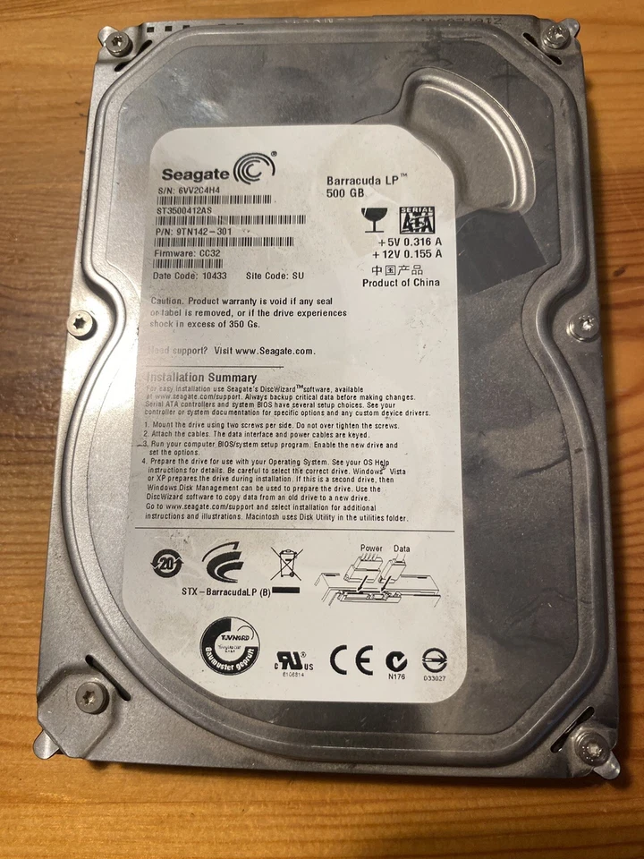 Festplatte Seagate Barracuda 7.200 500 GB 3,5“ SATA