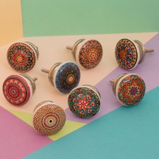8 X Set M&ouml;belknopf filigran bedruckt Schrank Knauf Knober Serie Spirit 60-67
