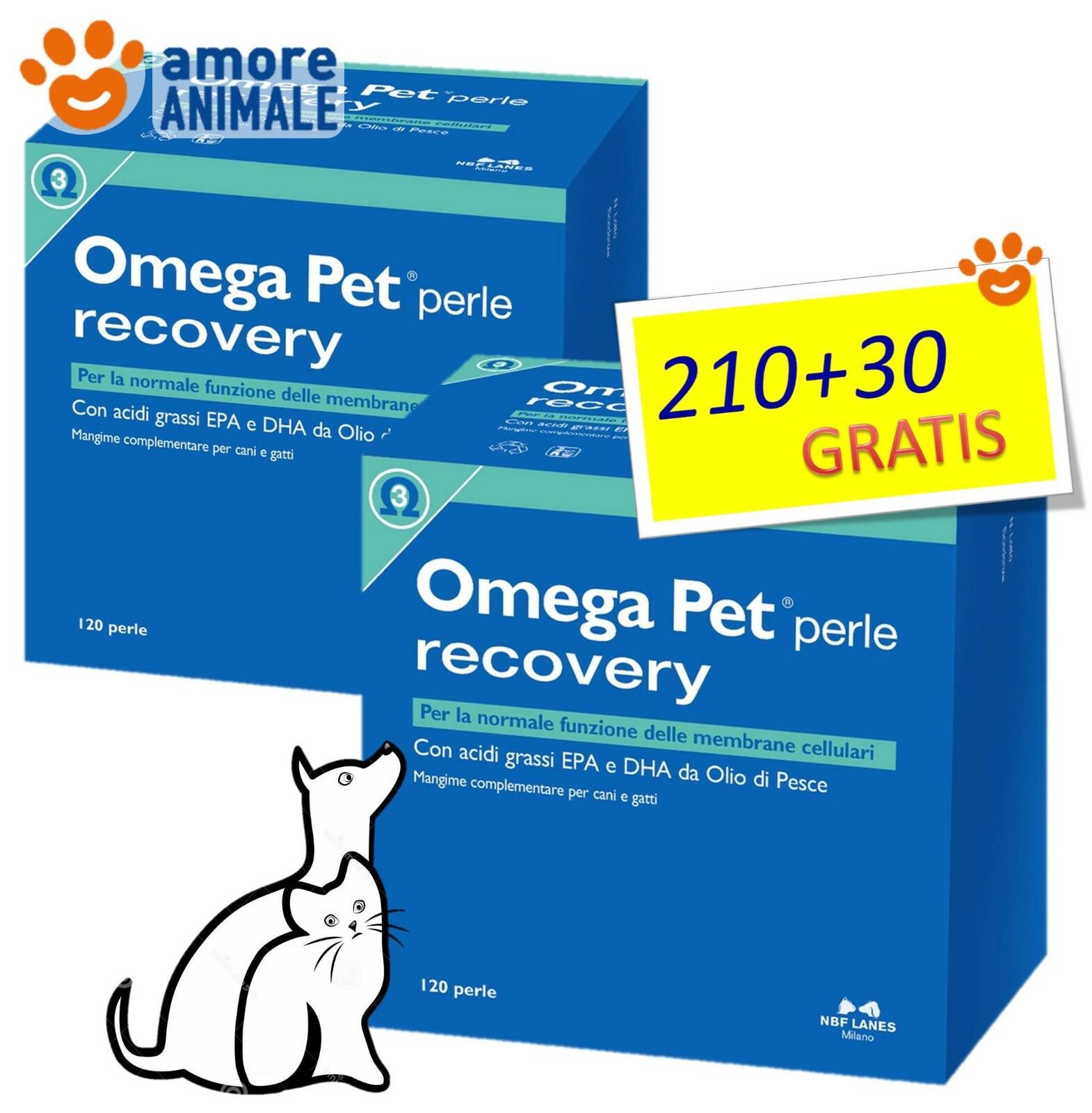 Omega Pet Recovery  30 / 60 / 90 / 120 / 180 / 240 Perle per CANI e GATTI: 240 - perle (210+30 omaggio) img