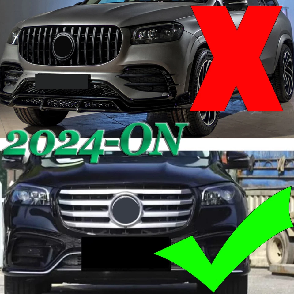 All Black Front Bumper Grille Grill For 2024 2025 Benz X167 GLS450 GLS500 GLS580 Foto 2 de 4