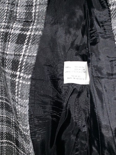 KENNETH COLE Black Plaid Wool Blend Double Breasted Pea Coat - Picture 11 of 12