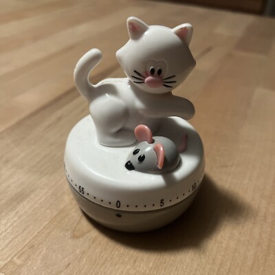 Joie Meow Cat 60 Minute Kitchen Cute Timer Kitty Cat Decor With Mouse CUTE Retro