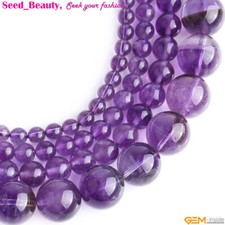 Natural Purple Amethyst Quartz Gemstone Round Beads Jewelry Making Strand 15"