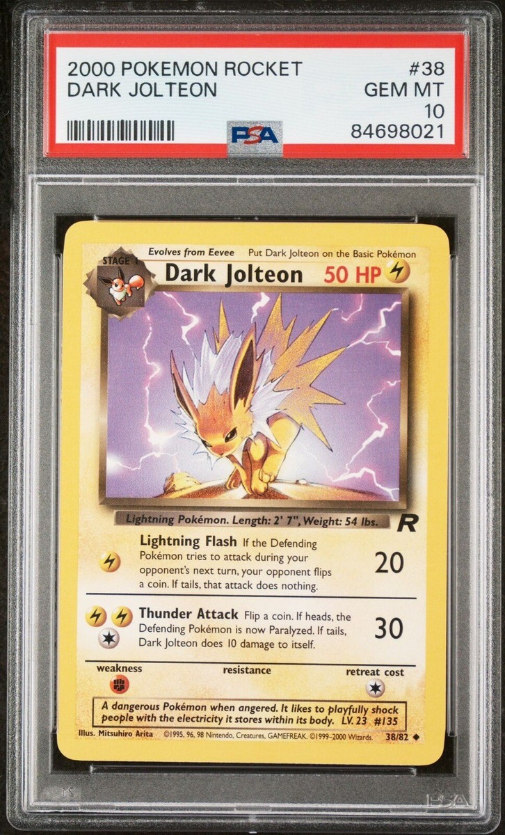 2000 Pokemon Team Rocket Dark Jolteon 1st Edition 38/82 PSA 2000 Pokemon Team Rocket Dark Jolteon 1st Edition 38/82 PSA