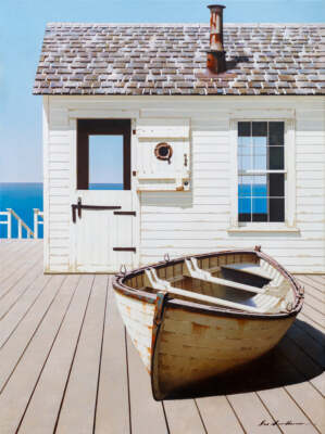 Boat on Deck by Zhen-Huan Lu Art Print Beach Pier Coastal Ocean Seascape 19x13