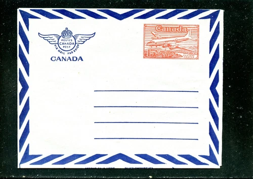 LOT 15853 UNUSED WEBB UA18 POSTAL STATIONERY AIR LETTER CANADA AIRPLANE