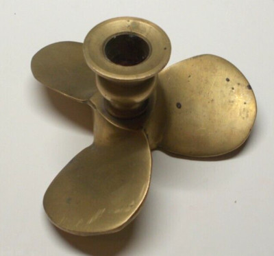 Solid Brass Ships Propeller Candle Holder 4 3/4'' Diameter