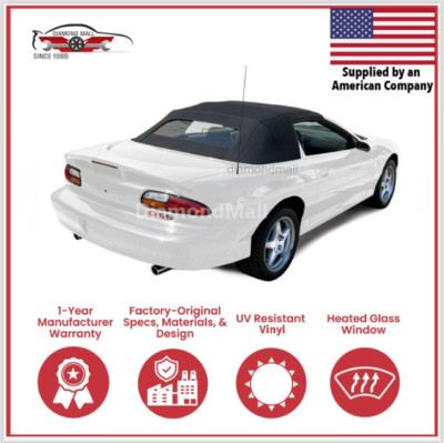 Convertible Soft Top 1994-2002 Chevrolet Camaro w/DOT Heated Glass Window, Black