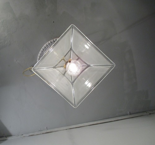 Antique Vintage Chandelier Brass Glass Light Fixture Pendant 1 Light Petite - Picture 6 of 9