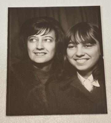 Vintage 60s Photo Booth Photo Mother Daughter Sideways Glance Teased Hair