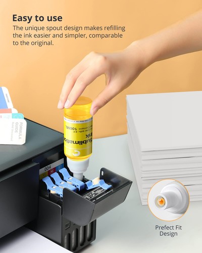 Hiipoo 600ML Sublimation Ink for ET-8500 ET-8550 Wide-Format Supertank Printers - Picture 4 of 6