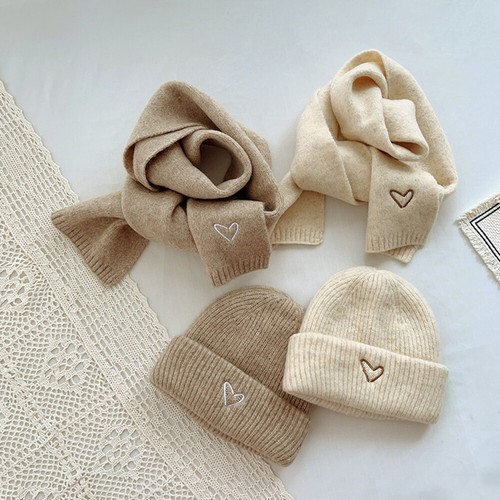 2PCS Kids Knitted Hat Scarf Set Embroidery Anti-Cold Windproof Cap Neckerchief - Picture 22 of 30