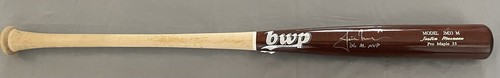 JUSTIN MORNEAU WITH '06 AL MVP PSA/DNA AUTHENTICATED SIGNED BWP GAME ISSUED BAT