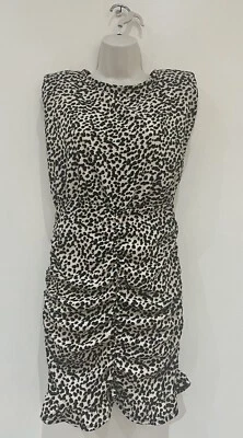 NEW LOOK Animal Print Sleeveless Ruched Mini Dress (Size UK 8) - Image 1 of 4