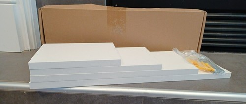 4 un. estanterías de pared de madera flotante blanca estantería de almacenamiento para cocina baño - Imagen 5 de 8