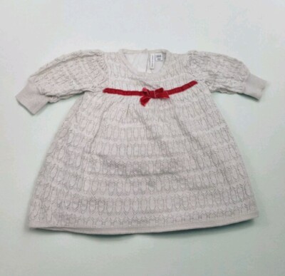 Janie and Jack Baby Toddler Holiday Christmas Sweater Dress Cream Red  12-18M | eBay