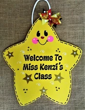 Personalize STAR Teacher SIGN Wall Art Door Plaque School Class Kindergarten 