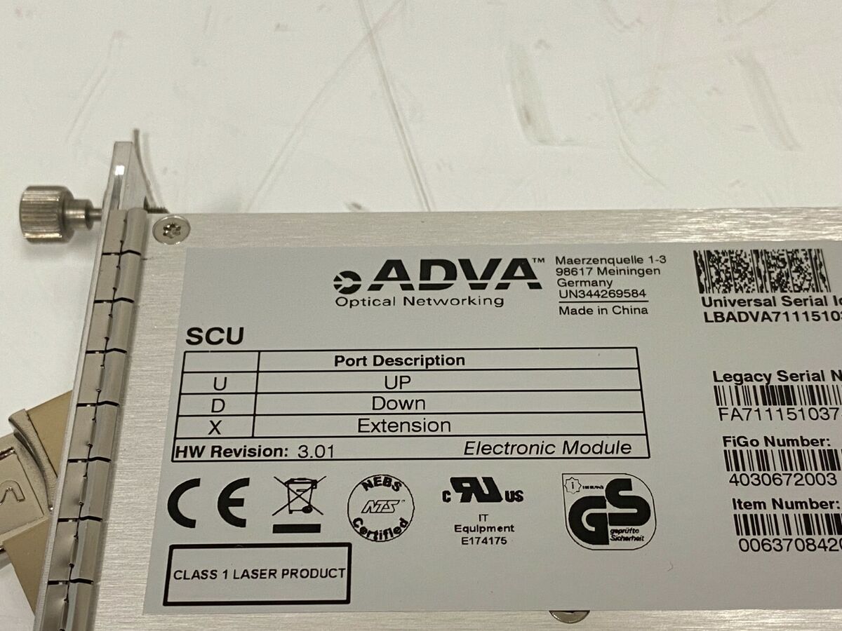 ADVA Optical SCU Shelf Control Unit for FSP 3000R7 ADVA Optical SCU Shelf Control Unit for FSP 3000R7