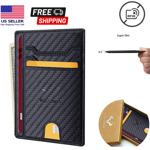 Mens RFID Blocking Leather Slim Wallet Card Holder Money Credit Card Slots Coin - Afbeelding 1 van 18