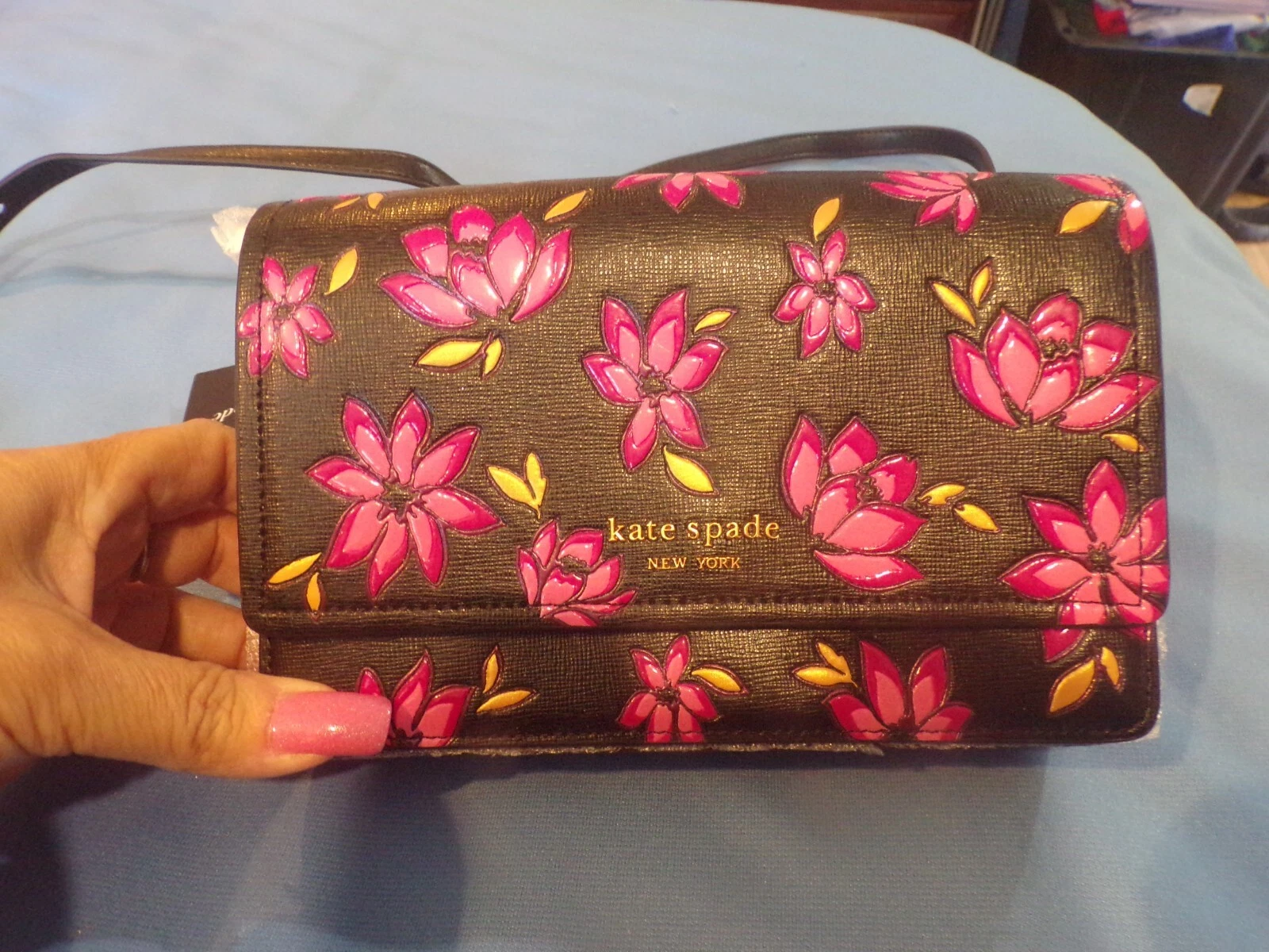 NUOVA borsa a tracolla Kate Spade Morgan Winter Blooms in rilievo KF582 B752