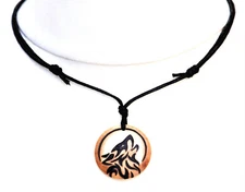 Howling Wolf Necklace Mens Cord Pendant Wolves Silhouette Jewellery Choker Gift