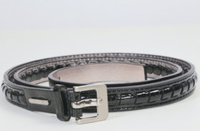 Cinturón ajustado Calvin Klein charol negro eslabón trenzado talla L hebilla plateada