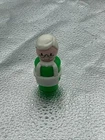 Vintage Fisher Price Little People Plastic Grandma Green Dress White Apron Hair