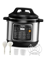 COMFEE’ Pressure Cooker 8 Quart with 16 Cooking Functions, Olla 8 Quarts Black