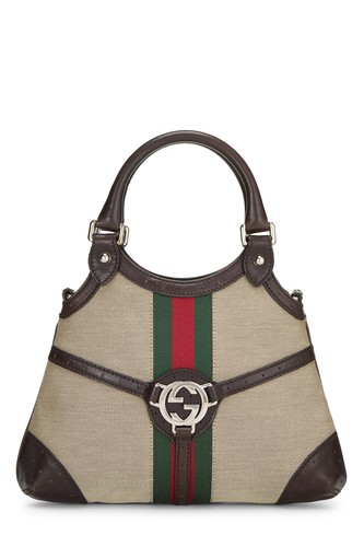 Gucci Brown Canvas Web Reins Handbag Small - WGACA