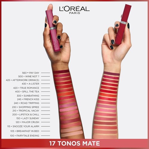Labial líquido L'Oreal Make Up Infaillible Matte Resistance Snooze your ala N - Imagen 7 de 7