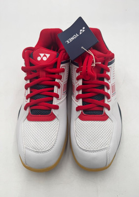 YONEX Power Cushion Strider Flow, (White/Navy/Red) Badminton Shoes [US 8.5]