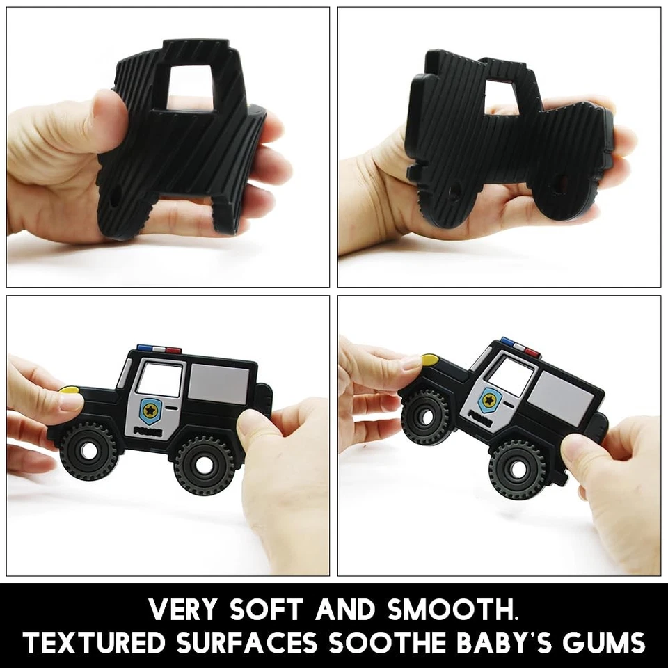 Baby Food Grade Silicone Carrier Vehicle Teether Toy with Pacifier Clip Holde... - Image 4 of 4