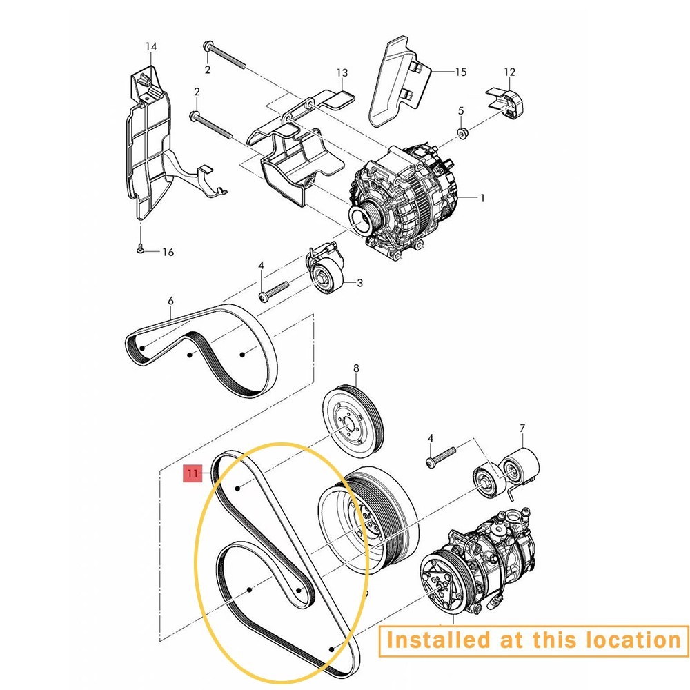 For Bentley New Flying Spur Continental Air Compressor Belt Original 07P145933H