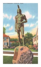 Original Plymouth Massachusetts Massasoit Statue Vintage Linen Postcard