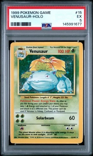 1999 POKEMON BASE SET UNLIMITED #15 VENUSAUR-HOLO PSA 5